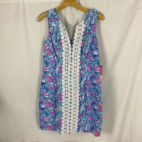 Lilly Pulitzer For Target NWT My Fans Sleeveless Split Neck Shift Mini Dress Wo - Picture 2 of 16